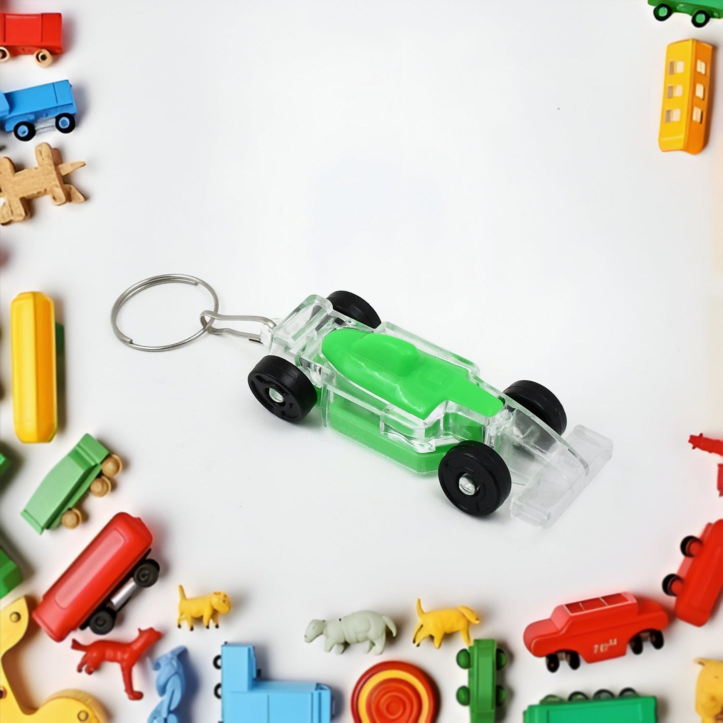 Cars Shape Keychain With On Off Button Led Flashing Light (1 Pc)