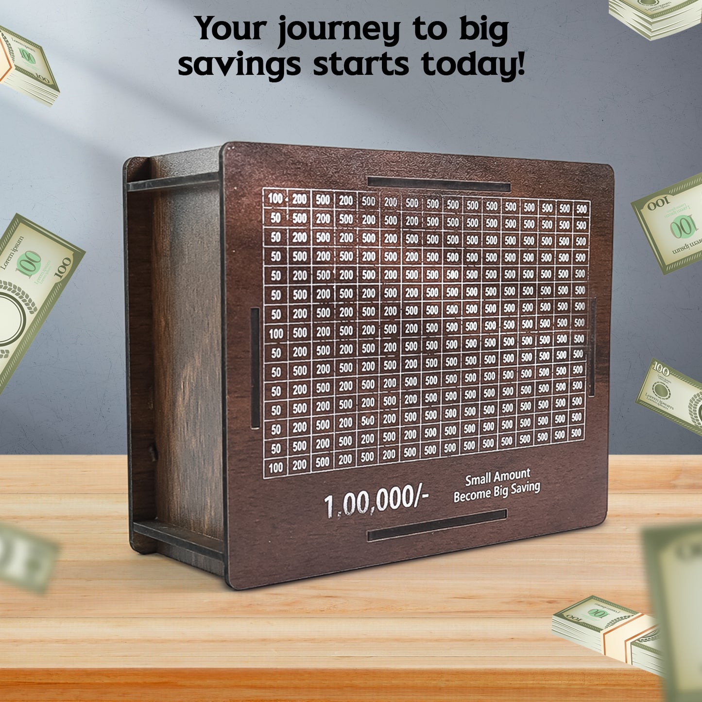 Wooden Money Bank Money Box (1 Pc Pen Not Included)