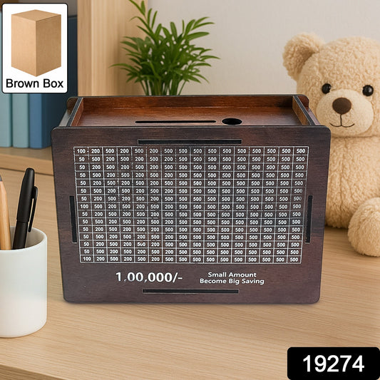 Wooden Money Bank Money Box (1 Pc  Pen Not Included)